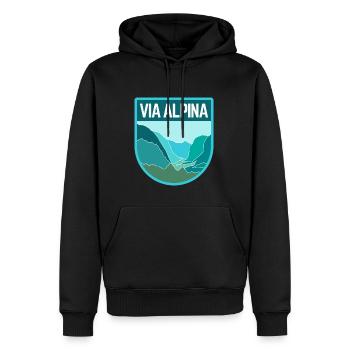 Via Alpina - Men’s Premium Organic Hoodie - black - Front - Nico (187cm)