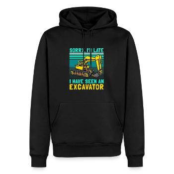 Sorry I'm Late I Have Seen An Excavator - Männer Premium Bio Hoodie - Schwarz - Vorne - Nico (187cm)