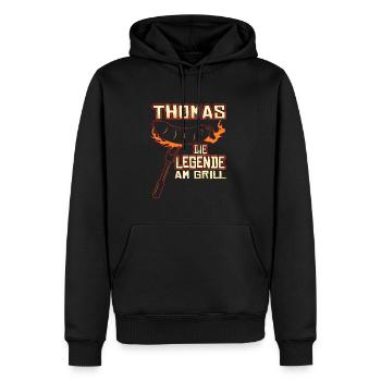 Grillen Thomas Die Legende Am Grill - Männer Premium Bio Hoodie - Schwarz - Vorne - Nico (187cm)