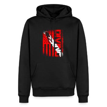 Plongeur USA Plongée Pavillon Plongée - Sweat à capuche Premium bio Homme - noir - Devant - Nico (187cm)