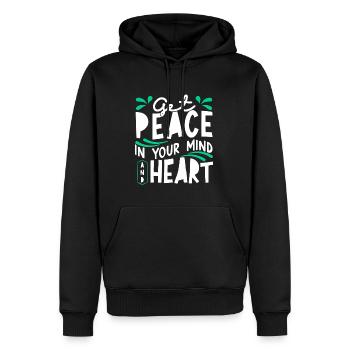 La paix dans votre et l’inspiration de votre cœur - Sweat à capuche Premium bio Homme - noir - Devant - Nico (187cm)