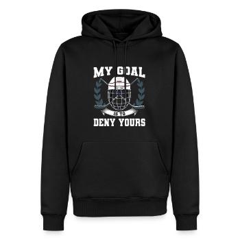 My Goal Is To Deny Yours Eishockey Torwart - Männer Premium Bio Hoodie - Schwarz - Vorne - Nico (187cm)