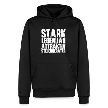 STARK LEGENDÄR ATTRAKTIV STEUERBERATER - Männer Premium Bio Hoodie - Schwarz - Vorne - Nico (187cm)