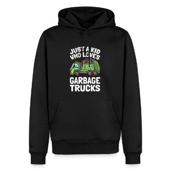 Juste un enfant qui aime les camions à ordures Camion à ordures - Sweat à capuche Premium bio Homme - noir - Devant - Nico (187cm)