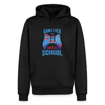 Zocker Game Over Retour à l’école Gamer - Sweat à capuche Premium bio Homme - noir - Devant - Nico (187cm)