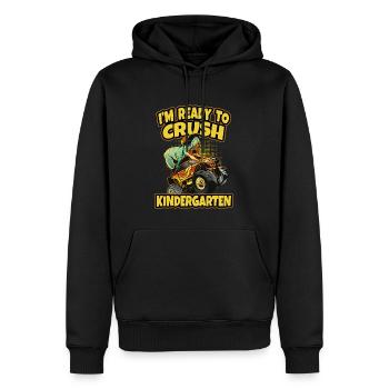 Dino Je suis prêt à écraser les dinosaures de la maternelle - Sweat à capuche Premium bio Homme - noir - Devant - Nico (187cm)