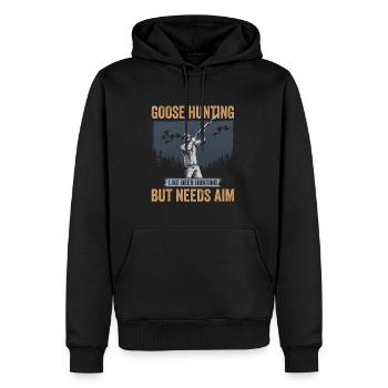 Chasse à l’oie comme la chasse au cerf mais a besoin d’objectif - Sweat à capuche Premium bio Homme - noir - Devant - Nico (187cm)