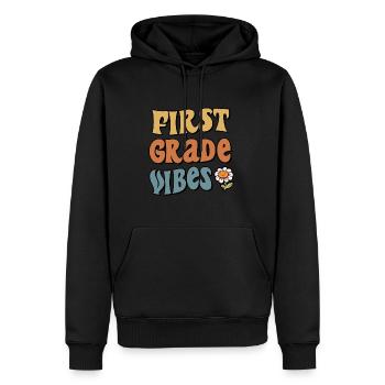 Inscription Première année Vibes 1st Grade School - Sweat à capuche Premium bio Homme - noir - Devant - Nico (187cm)