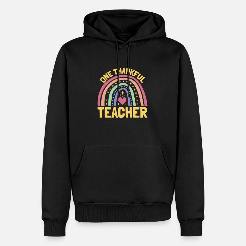 One Thankful Teacher Lehrer - Männer Premium Bio Hoodie - Schwarz