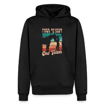Reiterin Reiten Four Hooves Two Legs One Team - Männer Premium Bio Hoodie - Schwarz - Vorne - Nico (187cm)