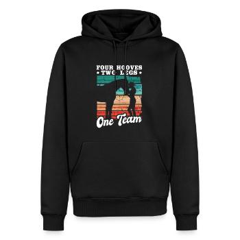 Reiterin Reiten Four Hooves Two Legs One Team - Männer Premium Bio Hoodie - Schwarz - Vorne - Nico (187cm)