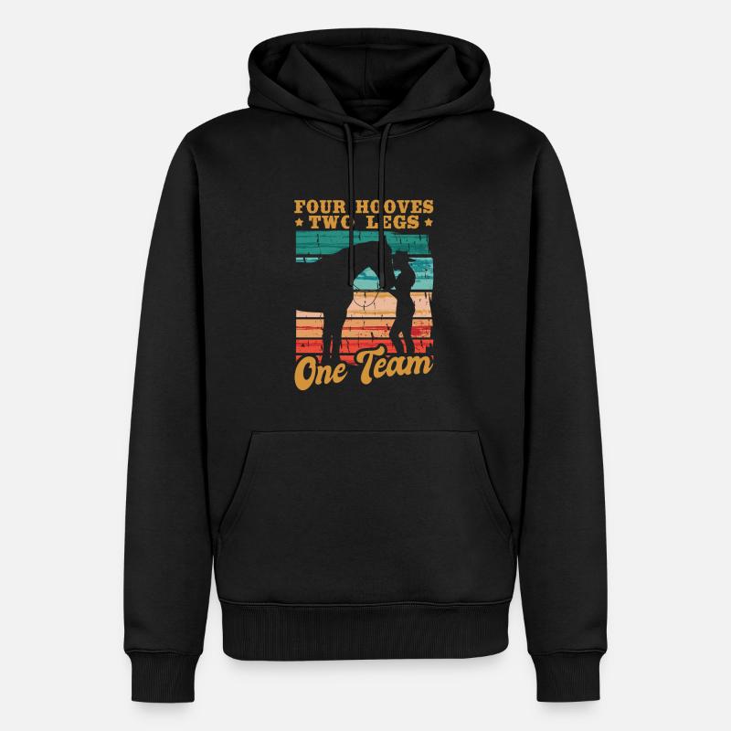 Cavalier chevauchant quatre sabots deux jambes une équipe - Sweat à capuche Premium bio Homme - noir