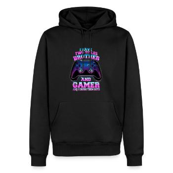 Gaming I Have Two Titles Brother And Gamer - Men’s Premium Organic Hoodie - black - Front - Nico (187cm)