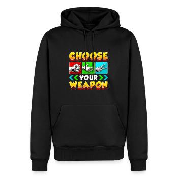 Ciseaux Papier de pierre - Sweat à capuche Premium bio Homme - noir - Devant - Nico (187cm)