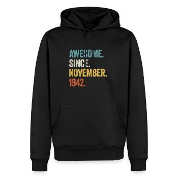 80 Years Old Awesome Since November 1942 80th - Men’s Premium Organic Hoodie - black - Front - Nico (187cm)