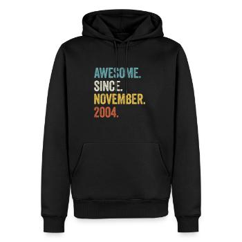 Génial depuis novembre 2004 18ème anniversaire - Sweat à capuche Premium bio Homme - noir - Devant - Nico (187cm)