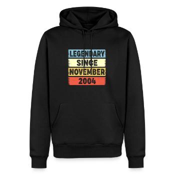 Légendaire depuis novembre 2004 18ème anniversaire - Sweat à capuche Premium bio Homme - noir - Devant - Nico (187cm)