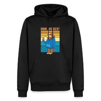 Hmm, wo Bier Bürohumor Faultier Bier - Männer Premium Bio Hoodie - Schwarz - Vorne - Nico (187cm)