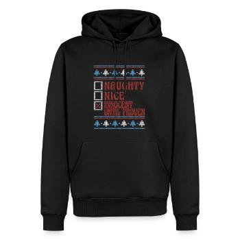 Nice Or Naughty Innocent Until Proven Ugly - Männer Premium Bio Hoodie - Schwarz - Vorne - Nico (187cm)