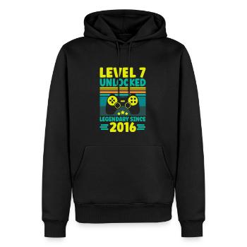 Level 7 Unlocked 2016 Zocken 7. Geburtstag Gamer - Männer Premium Bio Hoodie - Schwarz - Vorne - Nico (187cm)