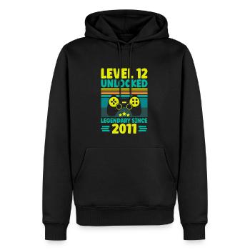 Niveau 12 Débloqué 2011 Gaming 12th Birthday Gamer - Sweat à capuche Premium bio Homme - noir - Devant - Nico (187cm)