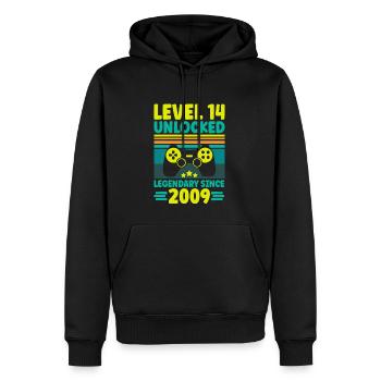 Niveau 14 débloqué 2009 Gaming 14th Birthday Gamer - Sweat à capuche Premium bio Homme - noir - Devant - Nico (187cm)