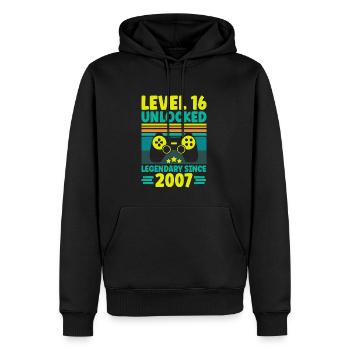 Level 16 Unlocked 2007 Zocken 16. Geburtstag Gamer - Männer Premium Bio Hoodie - Schwarz - Vorne - Nico (187cm)