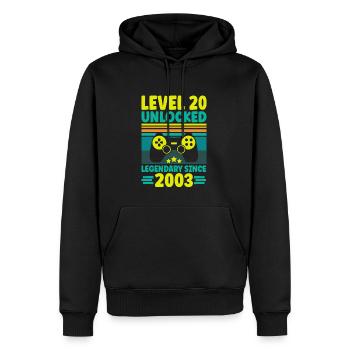 Level 20 Unlocked 2003 Zocken 20. Geburtstag Gamer - Männer Premium Bio Hoodie - Schwarz - Vorne - Nico (187cm)