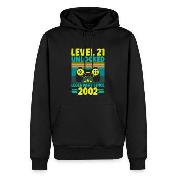 Level 21 Unlocked 2002 Zocken 21. Geburtstag Gamer - Männer Premium Bio Hoodie - Schwarz - Vorne - Nico (187cm)