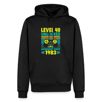 Niveau 40 débloqué 1983 Gaming 40th Birthday Gamer - Sweat à capuche Premium bio Homme - noir - Devant - Nico (187cm)