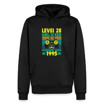 Level 28 Unlocked 1995 Zocken 28. Geburtstag Gamer - Männer Premium Bio Hoodie - Schwarz - Vorne - Nico (187cm)