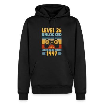 Level 26 Unlocked 1997 Zocken 26. Geburtstag Gamer - Männer Premium Bio Hoodie - Schwarz - Vorne - Nico (187cm)