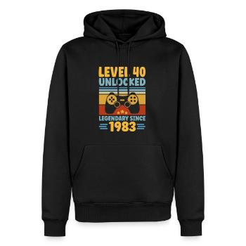 Niveau 40 débloqué 1983 Gaming 40th Birthday Gamer - Sweat à capuche Premium bio Homme - noir - Devant - Nico (187cm)