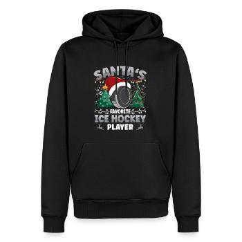 Noël du joueur de hockey sur glace préféré du Père Noël - Sweat à capuche Premium bio Homme - noir - Devant - Nico (187cm)