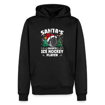 Noël du joueur de hockey sur glace préféré du Père Noël - Sweat à capuche Premium bio Homme - noir - Devant - Nico (187cm)