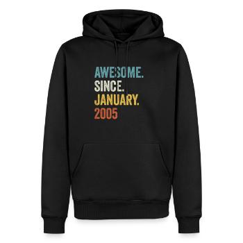 Génial depuis janvier 2005 18ème anniversaire - Sweat à capuche Premium bio Homme - noir - Devant - Nico (187cm)