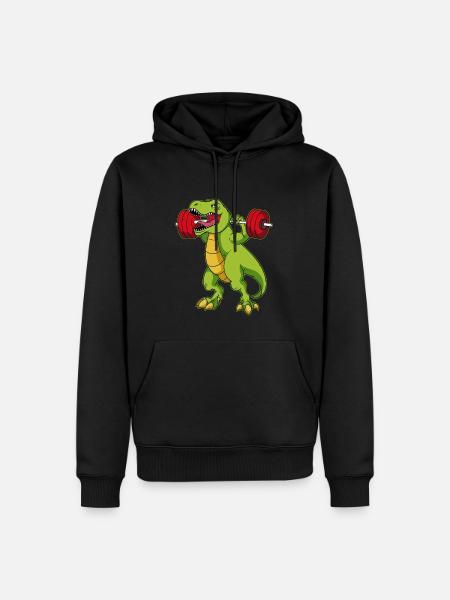 Dino Gym Workout Dinosaur Bodybuilding - Men’s Premium Organic Hoodie - black