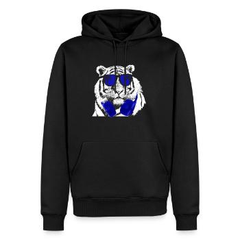 Tiger Sonnenbrille Kopfhörer Party Musik Tigerfans - Männer Premium Bio Hoodie - Schwarz - Vorne - Nico (187cm)