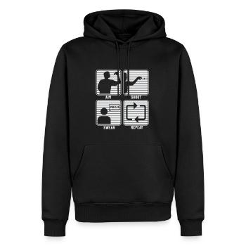 Dart & Bier Lustiger Darts Spruch - Männer Premium Bio Hoodie - Schwarz - Vorne - Nico (187cm)
