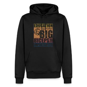 Bodybuilder Kraftsport Fitness Motiv - Männer Premium Bio Hoodie - Schwarz - Vorne - Nico (187cm)