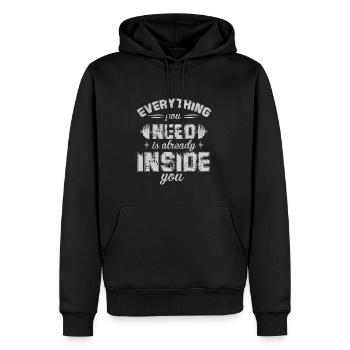Bodybuilder Kraftsport Fitness Motiv - Männer Premium Bio Hoodie - Schwarz - Vorne - Nico (187cm)