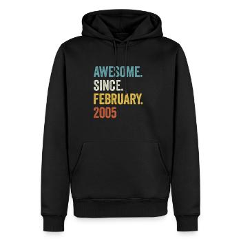 Génial depuis février 2005 18ème anniversaire - Sweat à capuche Premium bio Homme - noir - Devant - Nico (187cm)