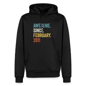 12 Years Awesome Since February 2011 12th Birthday - Men’s Premium Organic Hoodie - black - Front - Nico (187cm)