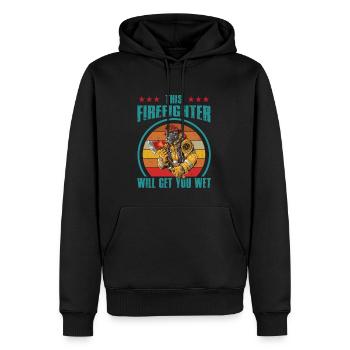 Feuerwehrmann Feuerwehr & Sprüche - Männer Premium Bio Hoodie - Schwarz - Vorne - Nico (187cm)