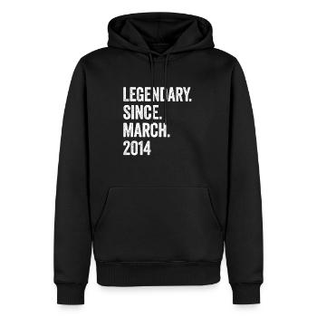 9 ans Légendaire depuis mars 2014 9ème anniversaire - Sweat à capuche Premium bio Homme - noir - Devant - Nico (187cm)