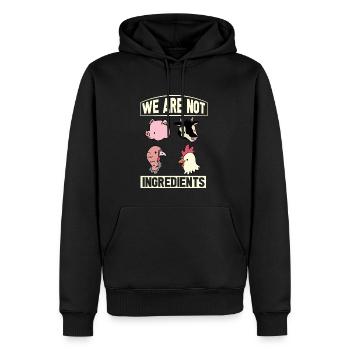 Vegan Fleischlos Tierlieb & Veganer - Männer Premium Bio Hoodie - Schwarz - Vorne - Nico (187cm)