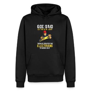Lustige Elektriker Sprüche I Eliktriker - Männer Premium Bio Hoodie - Schwarz - Vorne - Nico (187cm)