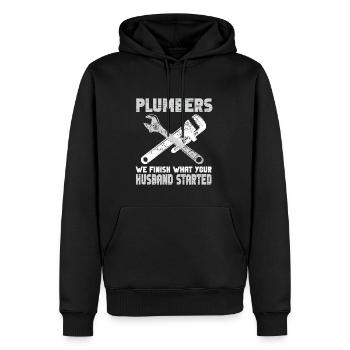 Handwerker Installateur Spruch Klempner - Männer Premium Bio Hoodie - Schwarz - Vorne - Nico (187cm)