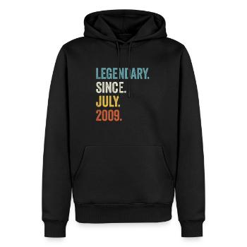 14e anniversaire 14 ans légendaires depuis juillet 2009 - Sweat à capuche Premium bio Homme - noir - Devant - Nico (187cm)