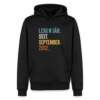 11. Geburtstag 11 Jahre Legendär Seit September - Männer Premium Bio Hoodie - Schwarz - Vorne - Nico (187cm)
